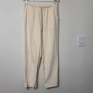 Quince Organic Cotton Gauze Straight Leg Pants Women’s Size S Vintage Cream